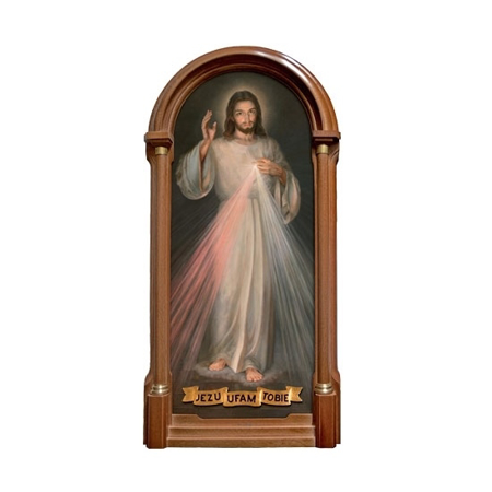 Jezu Ufam Tobie - obraz na płótnie w drewnianej rami z okuciami mosiężnymi