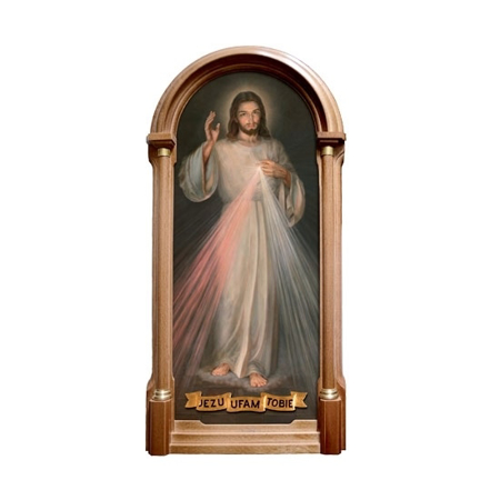 Jezu Ufam Tobie - obraz na płótnie w drewnianej ramie jasnej z okuciami mosiężnymi