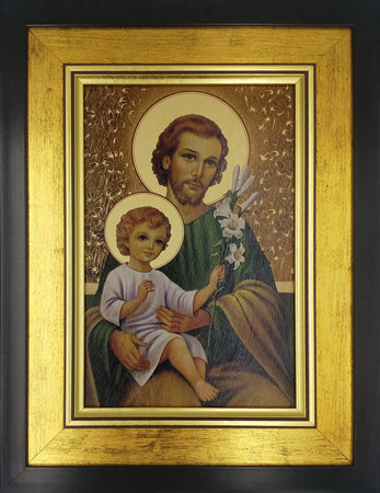 Obraz św. Józef z  Dzieciątkiem - złocony