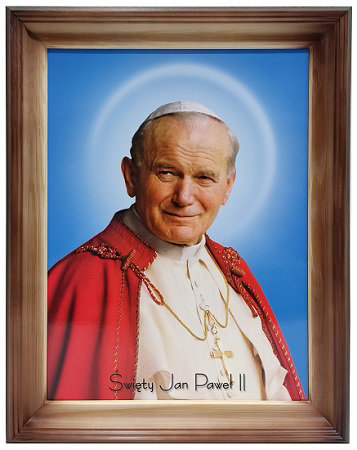 Obraz Święty Jan Paweł II w drewnianej ramie